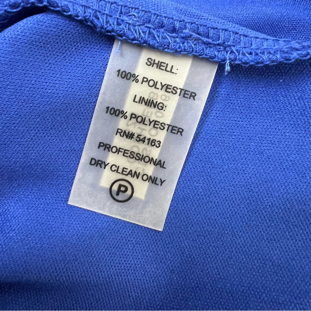 Calvin Klein Blue Chiffon Sleeveless V-Neck Flowy Asymmetric Trapeze Dress - Picture 10 of 12